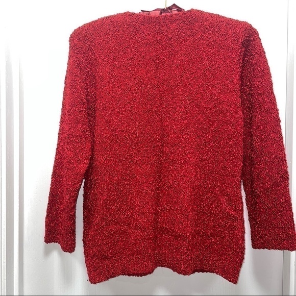 JM Collection Sweater V-Neck 3/4 Sleeve Ribbed Hems Marled Textured Yarn Sweater - Picture 4 of 5